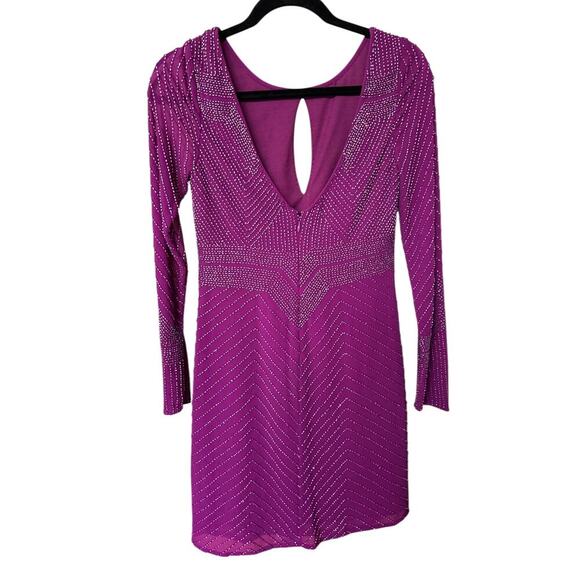 NWOT Aidan Mattox Magenta Beaded Keyhole Cutout Dress Size 2 - Picture 5 of 6